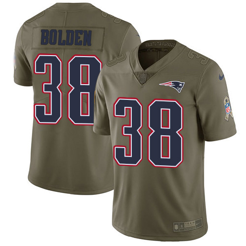 Nike Patriots #38 Brandon Bolden Olive Youth Stitched NFL Limited 2017 Salute to Service Jersey